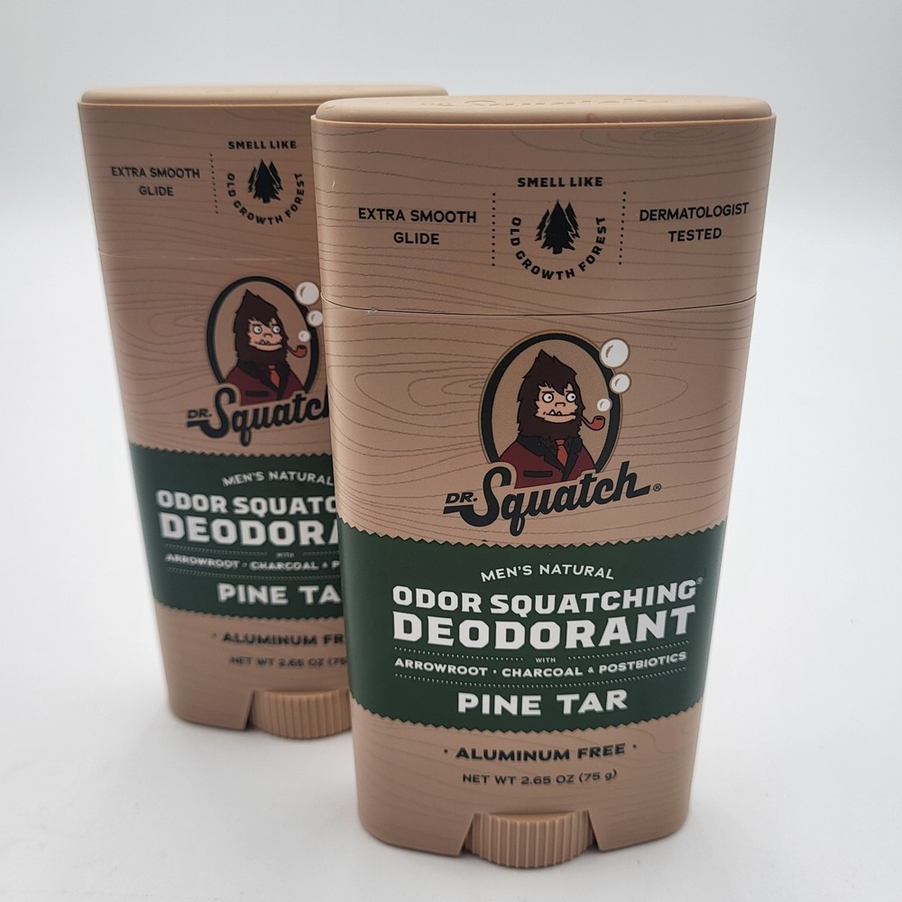 Set of 2‎ Dr. Squatch Aluminum Free Pine Tar Mens Natural Deodorant 2.65oz
